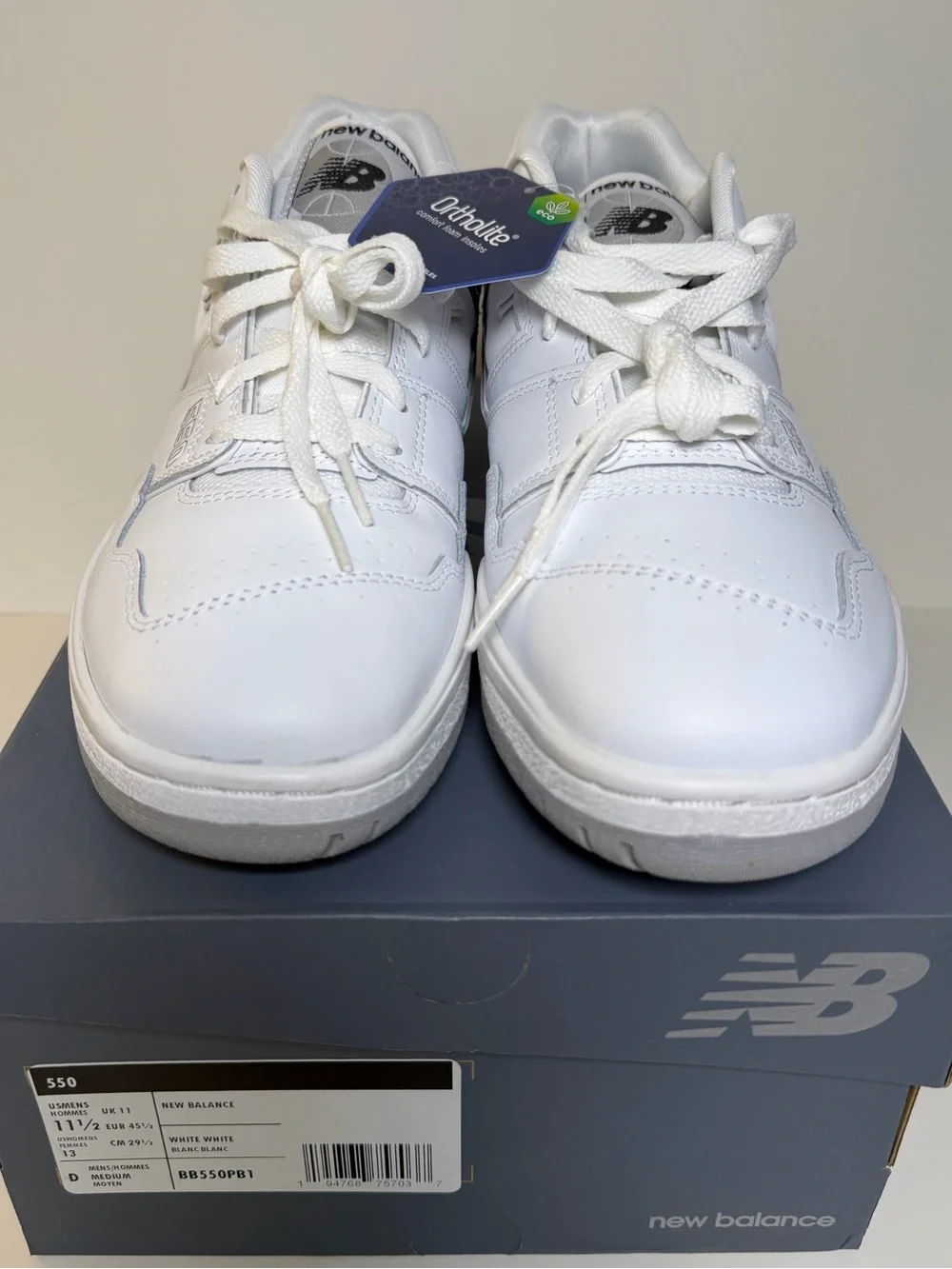 NIB New Balance 550 Men’s Size 11.5 White BB550PB1 Basketball Sneaker Shoes NWT